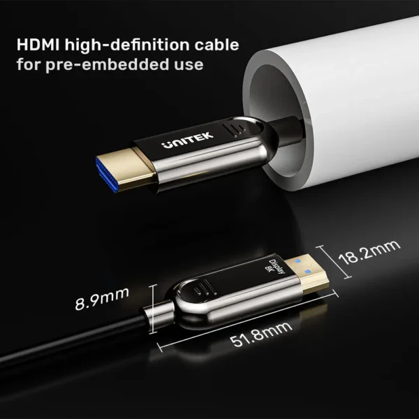UNITEK 8K Fiber Optic HDMI Cable (60 Meter) 8K@60Hz - Image 5