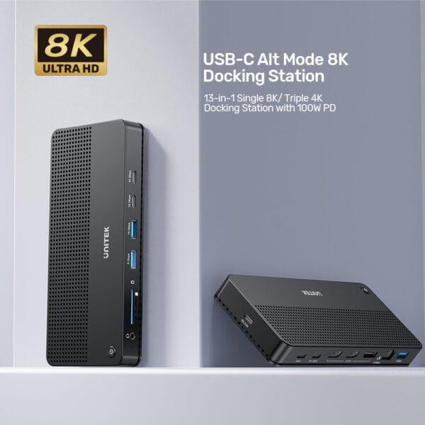 UNITEK USB-C 13-in-1 Docking Station with Single 8K & Triple 4K Display and 100W Power Delivery - Image 6