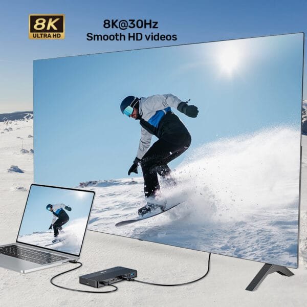 UNITEK USB-C 13-in-1 Docking Station with Single 8K & Triple 4K Display and 100W Power Delivery - Image 10