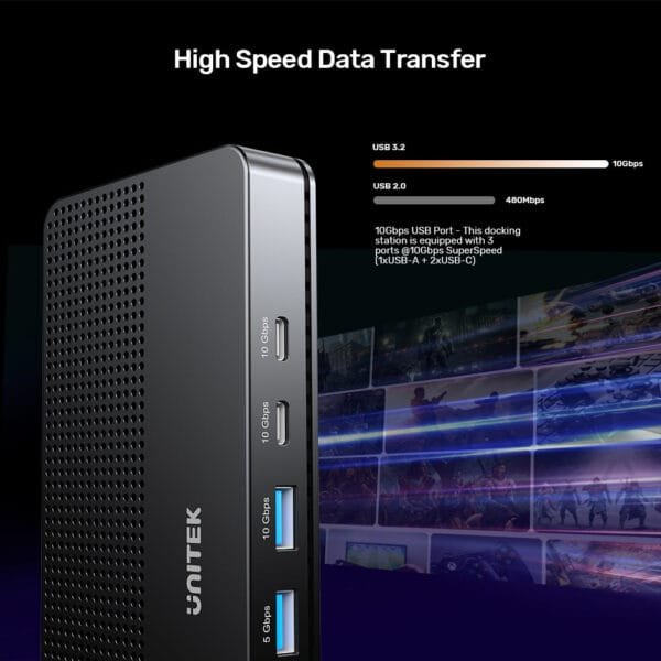 UNITEK USB-C 13-in-1 Docking Station with Single 8K & Triple 4K Display and 100W Power Delivery - Image 13