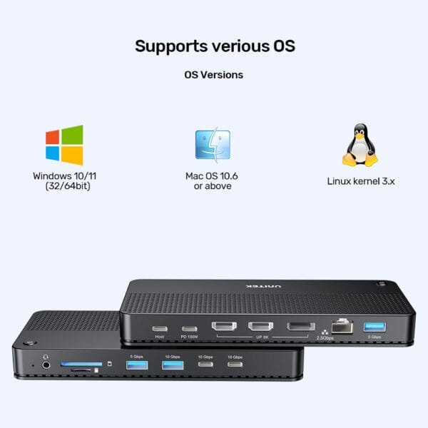 UNITEK USB-C 13-in-1 Docking Station with Single 8K & Triple 4K Display and 100W Power Delivery - Image 15