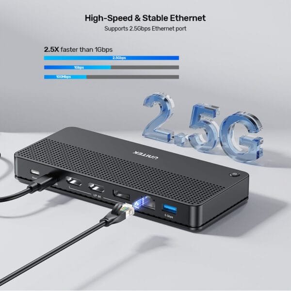 UNITEK USB-C 13-in-1 Docking Station with Single 8K & Triple 4K Display and 100W Power Delivery - Image 5