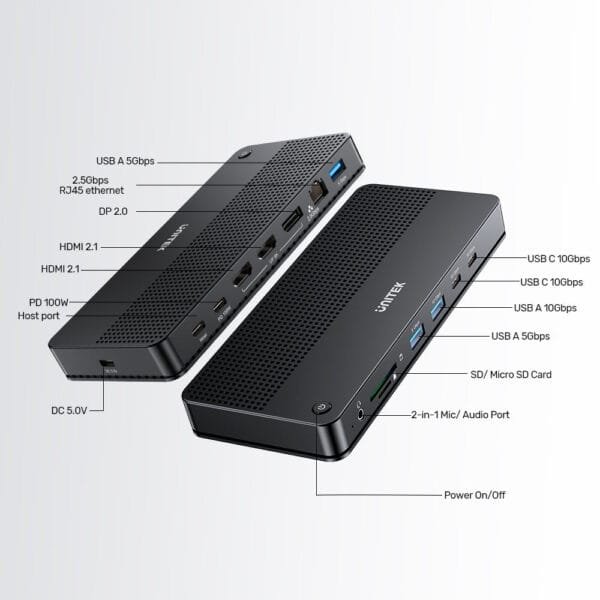UNITEK USB-C 13-in-1 Docking Station with Single 8K & Triple 4K Display and 100W Power Delivery - Image 4