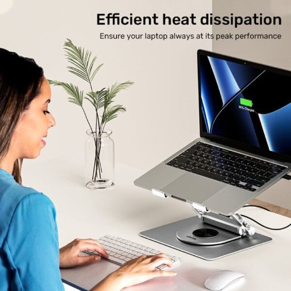 UNITEK Laptop Stand with Detachable USB-C Hub 360° Rotating Base Tilt Design Supports up to 15.6" Notebook. - Image 4