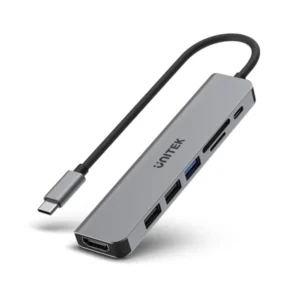 UNITEK uHUB S7+ 7-in-1 USB-C 5Gbps Hub with 4K HDMI and SD/TF Card Reader, 100W Power Delivery