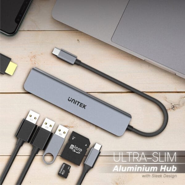 UNITEK uHUB S7+ 7-in-1 USB-C 5Gbps Hub with 4K HDMI and SD/TF Card Reader, 100W Power Delivery - Image 4