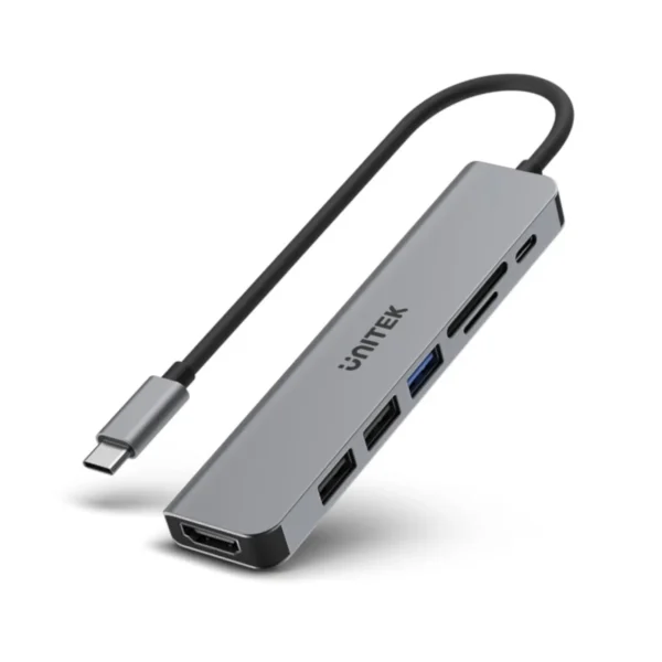 UNITEK uHUB S7+ 7-in-1 USB-C 5Gbps Hub with 4K HDMI and SD/TF Card Reader, 100W Power Delivery