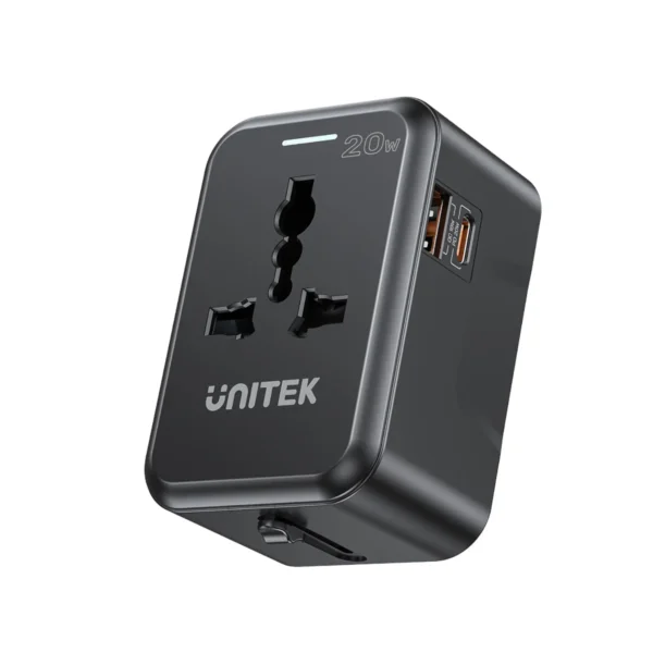 UNITEK 20W Universal Travel Adapter Dual USB-C PD & USB-A QC 3.0 Fast Charging Ports - Image 10