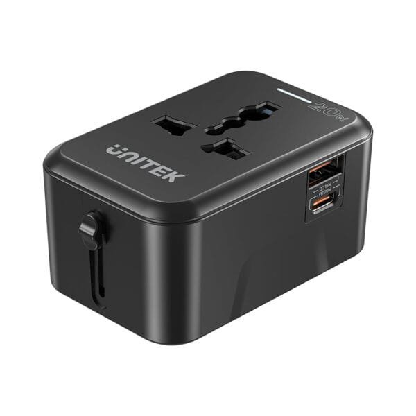 UNITEK 20W Universal Travel Adapter Dual USB-C PD & USB-A QC 3.0 Fast Charging Ports - Image 8