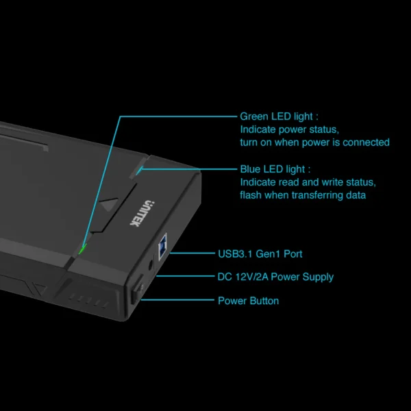 UNITEK USB 3.0 to DiskGuard Raiden SATA III Enclosure for 2.5''/3.5'' HDD & SSD - Image 5