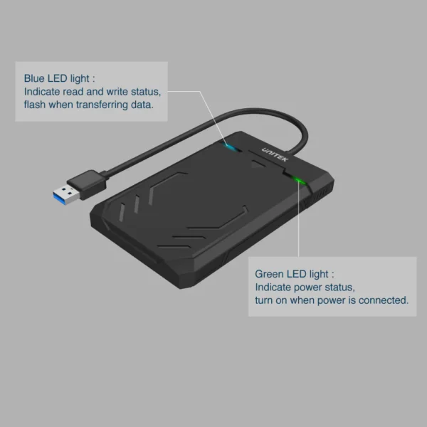 UNITEK DiskGuard Raiden 2.5" SATA HDD/SSD Enclosure USB 3.0 SuperSpeed - Image 6
