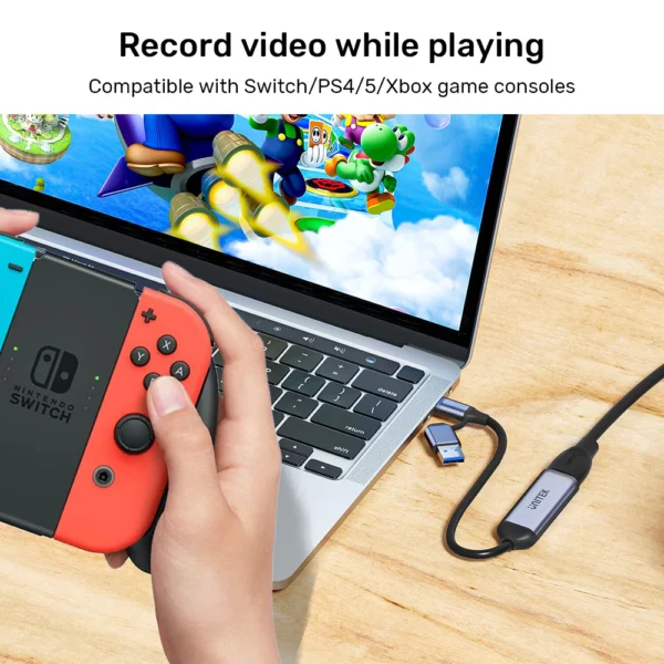 UNITEK 4K HDMI to USB-C USB-A Video Capture Card Plug & Play - Image 4
