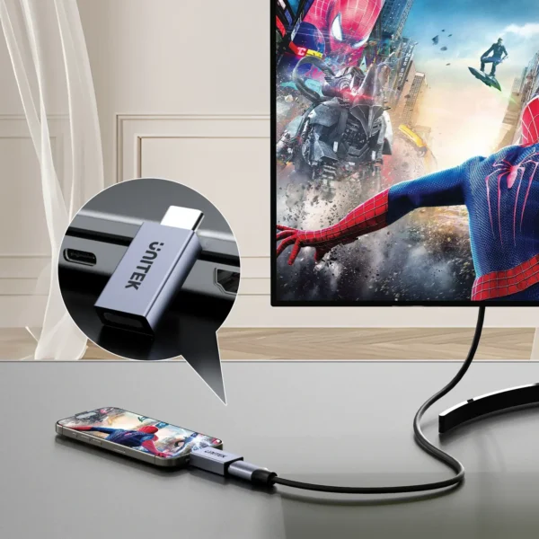 UNITEK USB-C Male to Female Adapter, 240W Fast Charging, 8K@60Hz Video, 40Gbps Data - Image 2