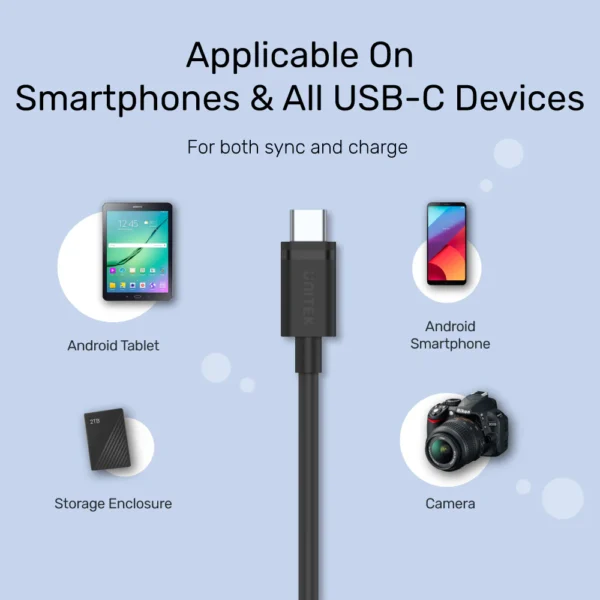 UNITEK USB 3.0 to USB-C Charging Cable (1.5 Meter) Reversible Design - Image 3