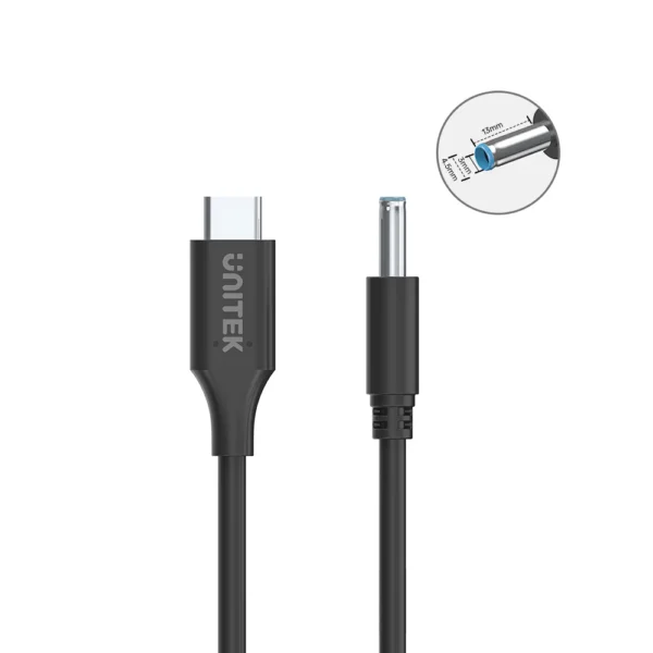 UNITEK USB-C to DC HP Laptops Blue Pin Charging Cable (1.8 Meter) 65W, PD Fast Charging - Image 2