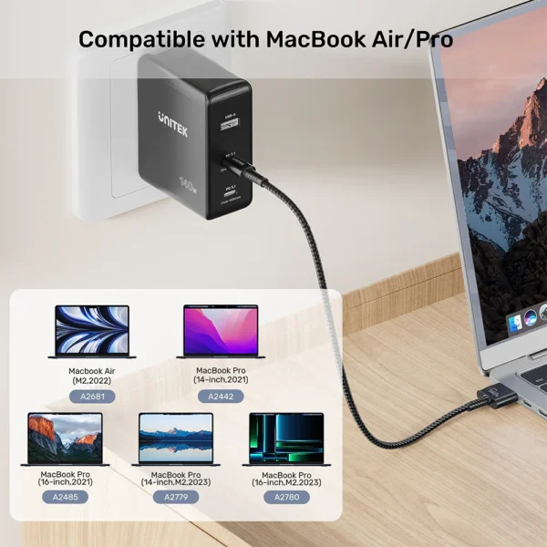 UNITEK USB-C to Magnetic 3 Braided Charging Cable (2 Meter) 140W PD Fast Charging - Image 7