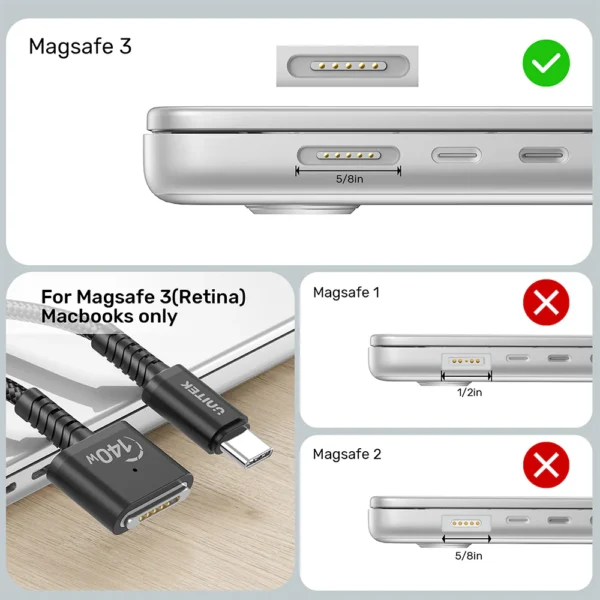 UNITEK USB-C to Magnetic 3 Braided Charging Cable (2 Meter) 140W PD Fast Charging - Image 8
