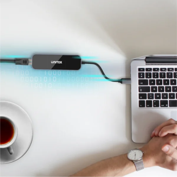 UNITEK uHUB H6 Gloss 6-in-1 USB-C Hub HDMI 4K@30Hz, 3x USB-A 3.0, Gigabit Ethernet, 100W PD - Image 5