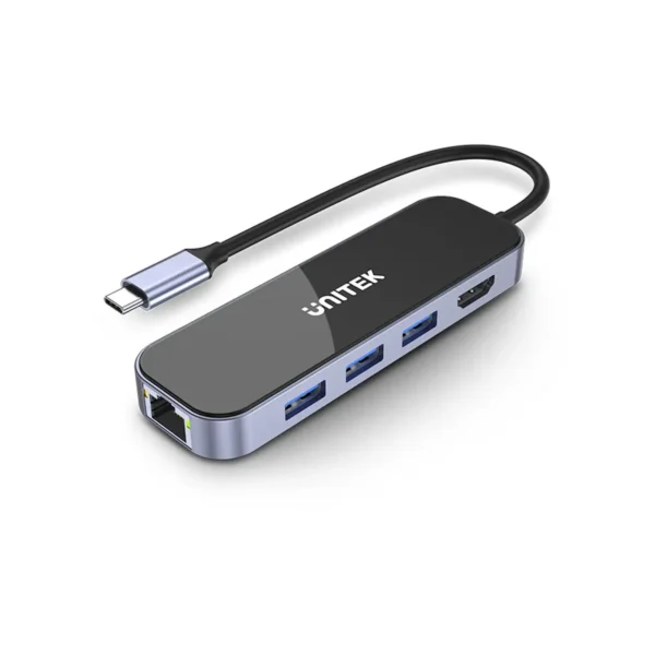 UNITEK uHUB H6 Gloss 6-in-1 USB-C Hub HDMI 4K@30Hz, 3x USB-A 3.0, Gigabit Ethernet, 100W PD - Image 8