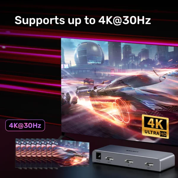 UNITEK HDMI Splitter 1 In 2 Out 4K@30Hz HDCP 1.4 Plug-and-Play - Image 3