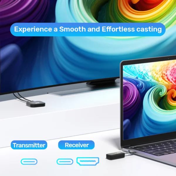 UNITEK USB-C Wireless HDMI Extender TX and RX 50 Meter Range - Image 2