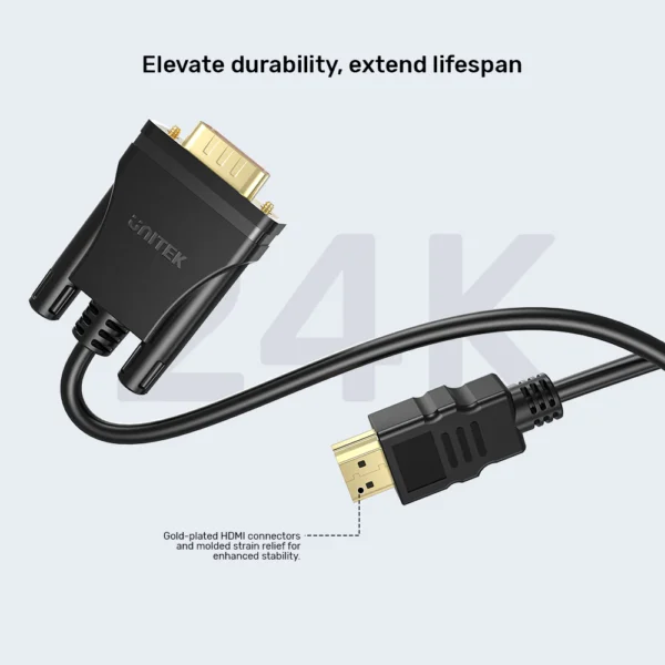 UNITEK HDMI to VGA Cable (2 Meter) Full HD 1080P@60Hz Gold-Plated Connectors - Image 7