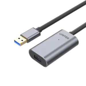 UNITEK USB 3.0 Extension Cable (5 Meter) Signal Booster, Aluminium Housing, Gold-Plated Connector, DC Jack