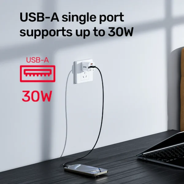 UNITEK 33W Dual Port Wall Charger PD & QC 3.0 Fast Charger for iPhone 16/15 Samsung Galaxy S25/S24 - Image 3
