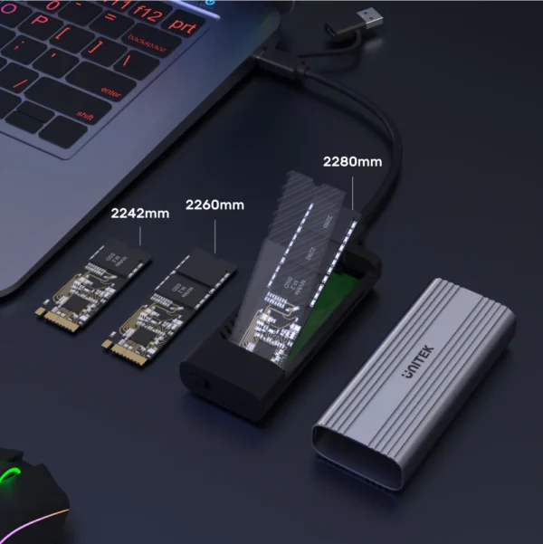 UNITEK SolidForce Reefer USB 3.2 Gen2 USB-C to M.2 SSD Enclosure - Image 4