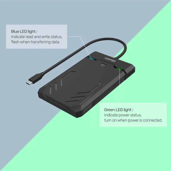 UNITEK Y-3036A DiskGuard Raiden 2.5" USB-C to SATA III HDD/SSD Enclosure - Image 6