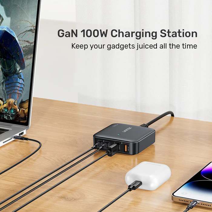 UNITEK 100W Desktop GaN Charging Station 4-Port Fast Charger with Stand - Image 8
