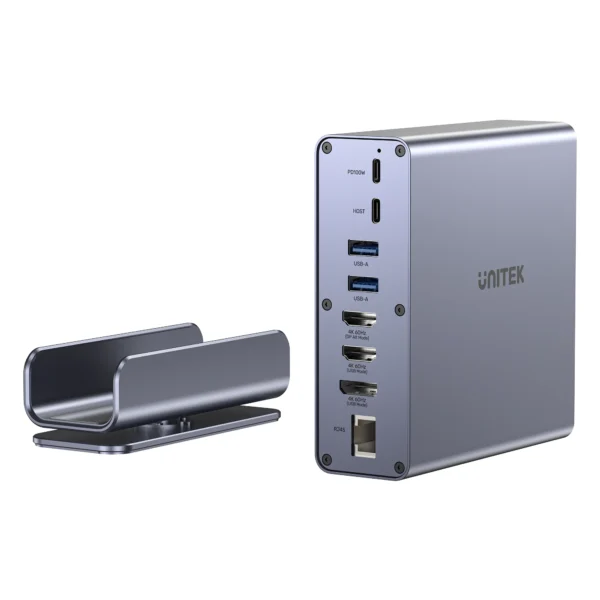 UNITEK 15-in-1 Universal DisplayLink Triple 4K@60Hz Docking Station, Aluminum, 360° Rotation - Image 3