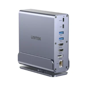 UNITEK 15-in-1 Universal DisplayLink Triple 4K@60Hz Docking Station, Aluminum, 360° Rotation