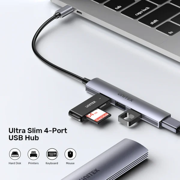 UNITEK uHUB Q4 USB-C Hub 4-in-1 USB-A Adapter (5Gbps + 3x USB 2.0) - Image 3