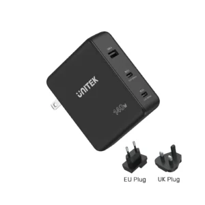 UNITEK 140W PD 3.1 GaN Wall Charger with US/EU/UK Plug for iPhone 16/15 Samsung S25/24