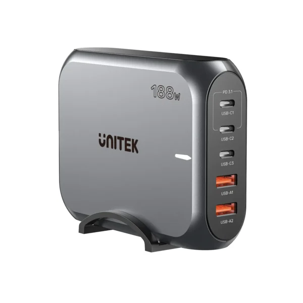 UNITEK 188W PD3.1 Desktop GaN Charging Station 5-Port Laptop & Phone Charger - Image 13