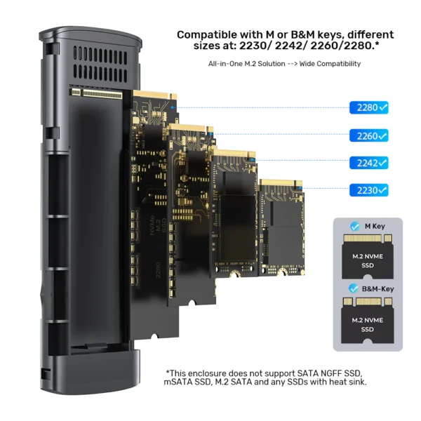 UNITEK M.2 NVMe SSD Enclosure USB-C 10Gbps, Aluminum Cooling - Image 6