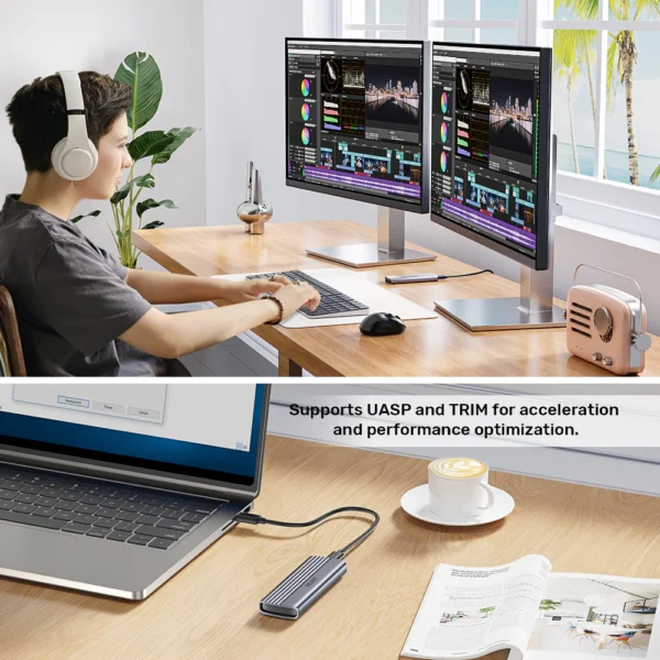 UNITEK M.2 NVMe SSD Enclosure USB-C 10Gbps, Aluminum Cooling - Image 9