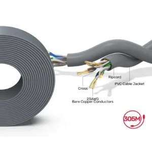 UNITEK Cat 6 Ethernet Cable (305 Meter) 23AWG Bare Copper, UTP, 250MHz, 1Gbps, Fluke Certified