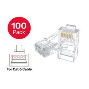 UNITEK CAT6 RJ45 Connectors (100-Piece Box) Gold-Plated Ethernet Plugs for High-Speed Networking