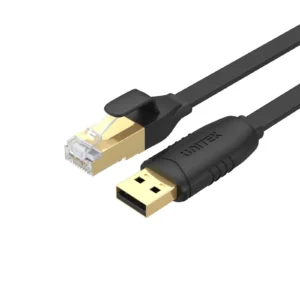 UNITEK Y-SP02001B USB 2.0 to RJ45 Console Rollover Flat Cable (1.8 Meter)