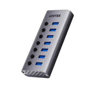 UNITEK 7-in-1 USB Hub with Individual Port Switches 7x USB-A 5Gbps + BC1.2 Fast Charging