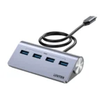 UNITEK uHUB Q4  4-in-1 USB-C Hub 5Gbps Data Ports with External Power 33° Angled Aluminum Design