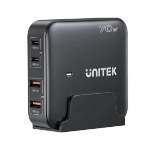 UNITEK PD 70W Desktop GaN Charging Station, 4-Port (2x USB-C 70W + 2x USB-A) for iPhone 17/16/15