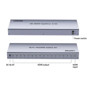 UNITEK HDMI Splitter 1 in 16 Out 4K@30Hz, Professional 16-Port Video Distributor for Digital Signage