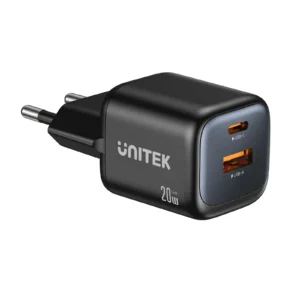 UNITEK P1128ABK01 EU Zeno 20W Dual Port GaN Wall Charger EU Plug Black.webp