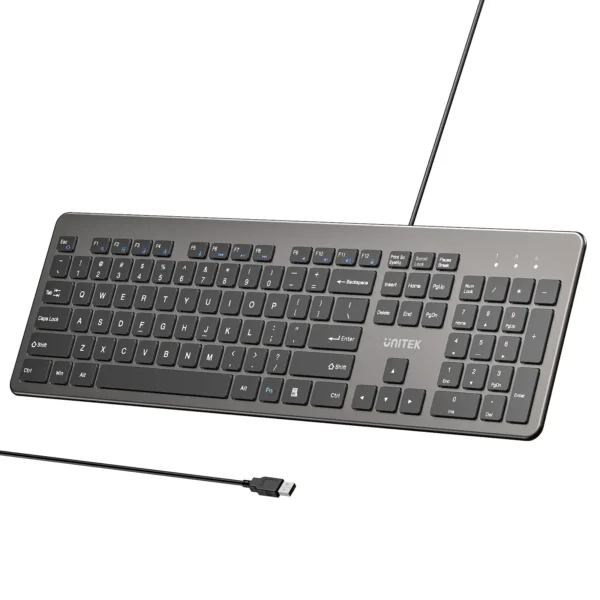 UNITEK T052AGY01 US SlimTap Ultra Light Wired Keyboard 104 Keys.webp
