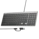 UNITEK SlimTap Ultra Light Wired Keyboard, 99 Keys, Ultra-Slim 17.15mm Profile, Silent Scissor-Switch Keys