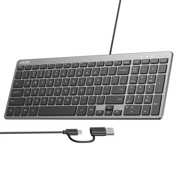 UNITEK T053AGY01 US SlimTap Ultra Light Wired Keyboard with 99 Keys.webp