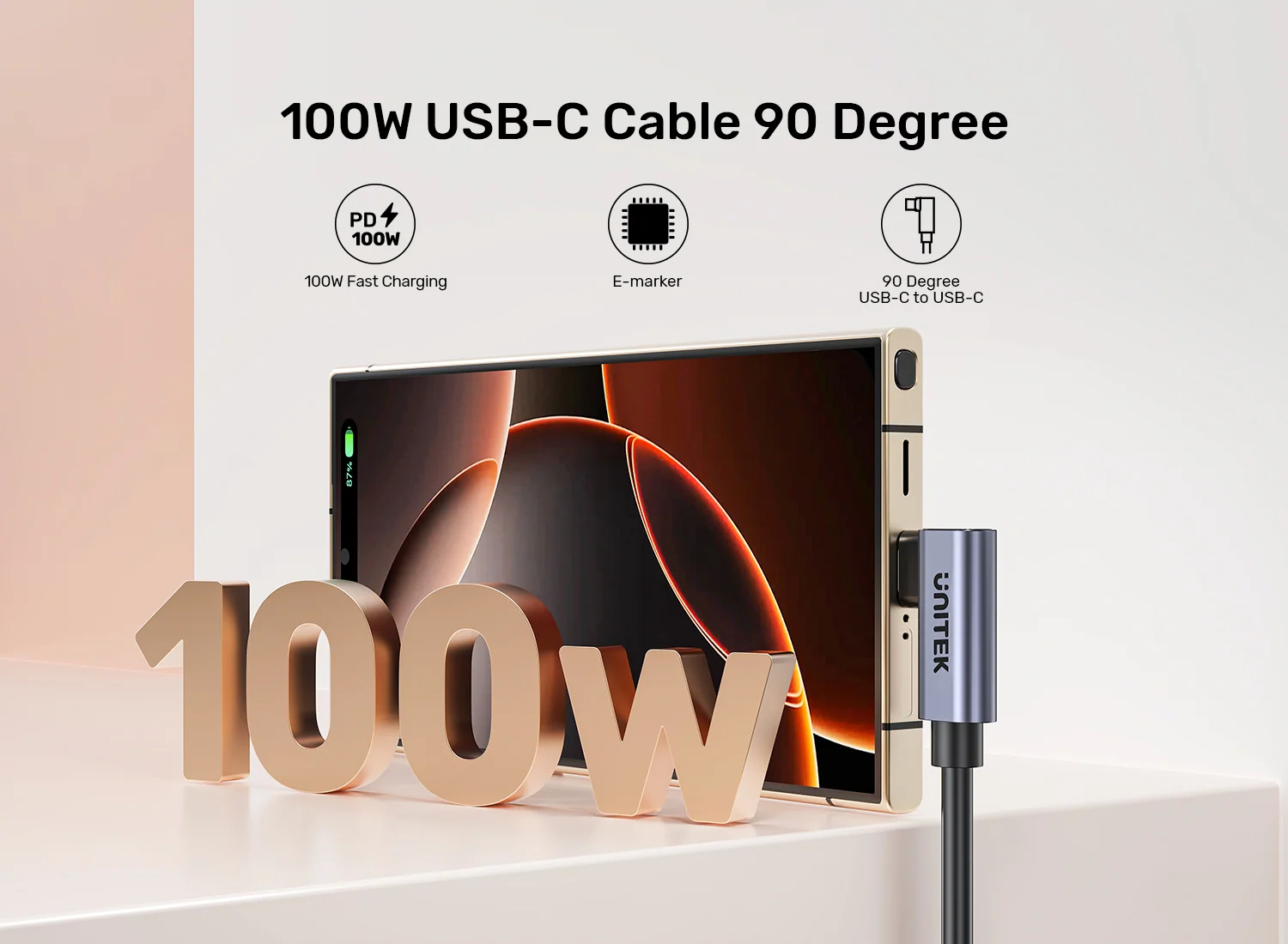 UNITEK C14147ABK01 1M USB C to USB C 100W Fast Charging Cable 1 Meter 001